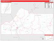 Las Animas County Wall Map Red Line Style